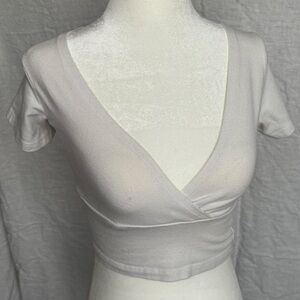 Brandy Melville White Wrap Crop Top